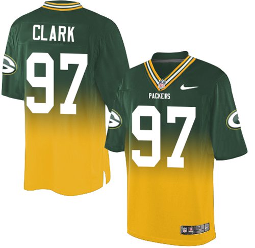Nike Packers #97 Kenny Clark Green/Gold Men's Stitched NFL Elite Fadeaway Fashion Jersey